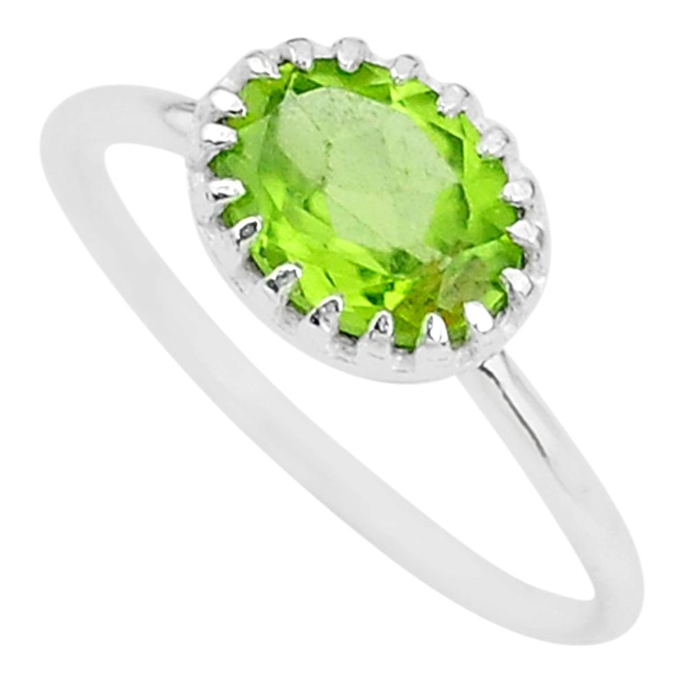 1.91cts natural green peridot 925 sterling silver ring jewelry size 6.5 t8129