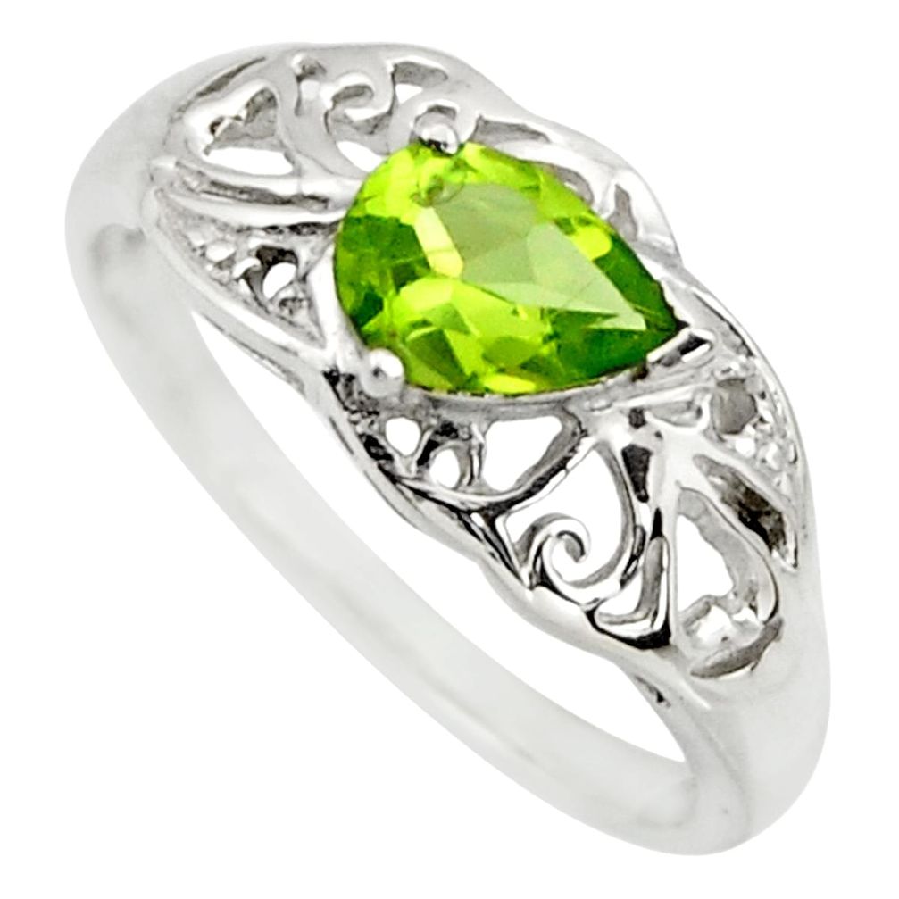 1.70cts natural green peridot 925 sterling silver solitaire ring size 5.5 r25803