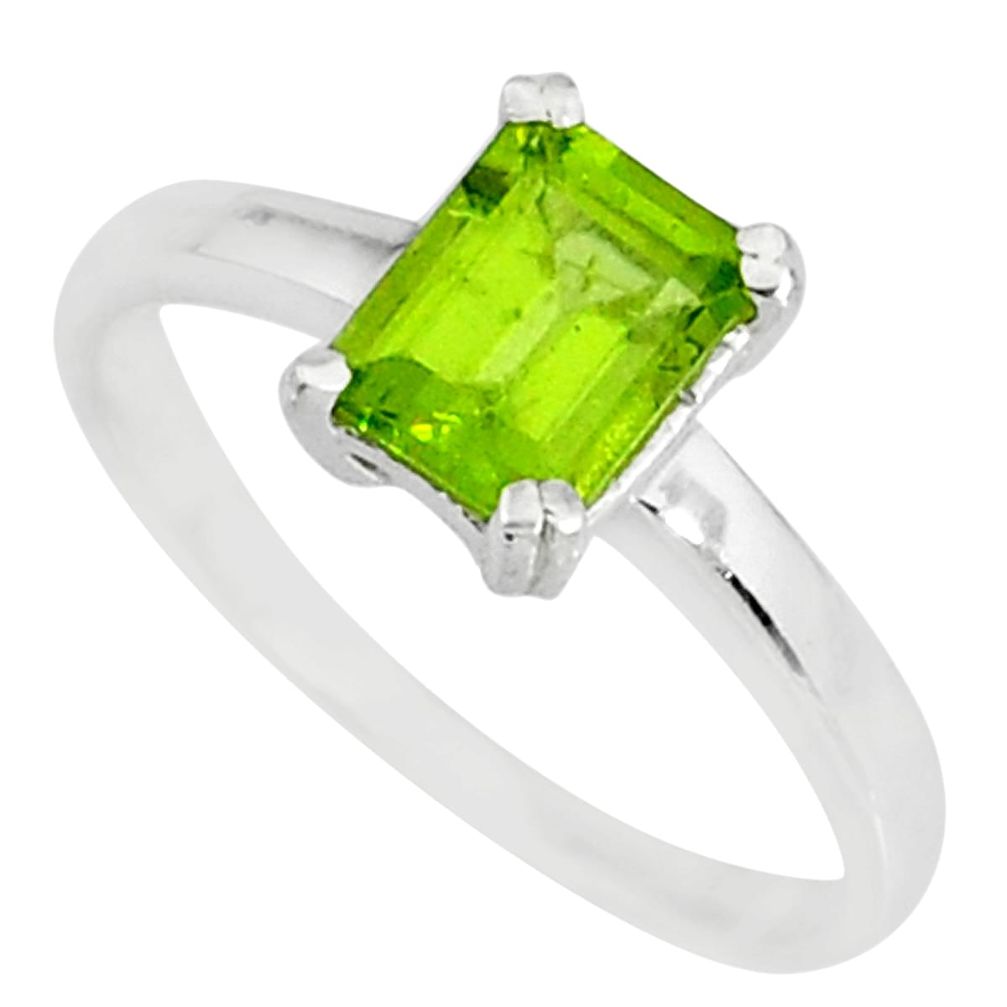 1.83cts natural green peridot 925 sterling silver solitaire ring size 7 r83910