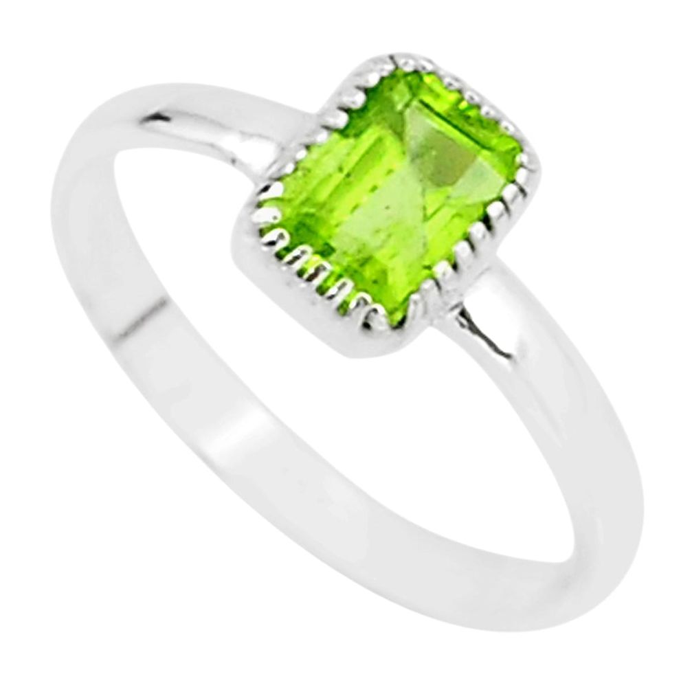 1.58cts natural green peridot 925 sterling silver solitaire ring size 9 t7558