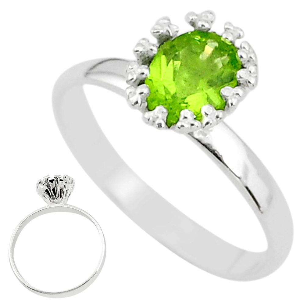 2.12cts natural green peridot 925 sterling silver solitaire ring size 8.5 t4569