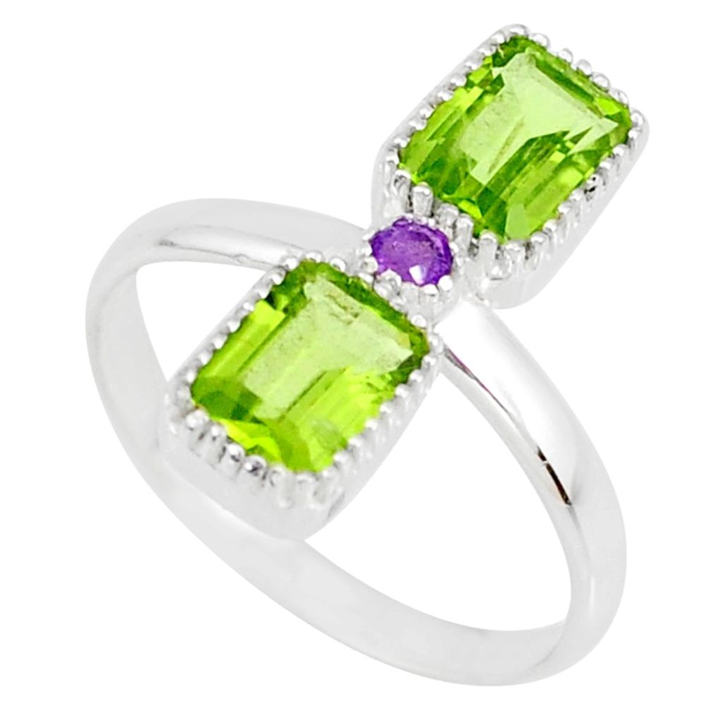 3.59cts natural green peridot amethyst 925 sterling silver ring size 8 r77223
