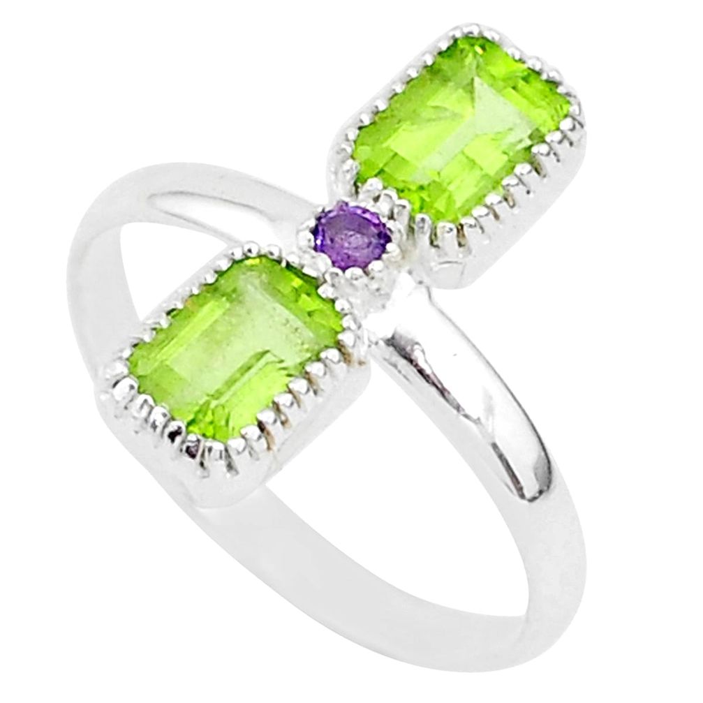 3.17cts natural green peridot amethyst 925 sterling silver ring size 9 t5583