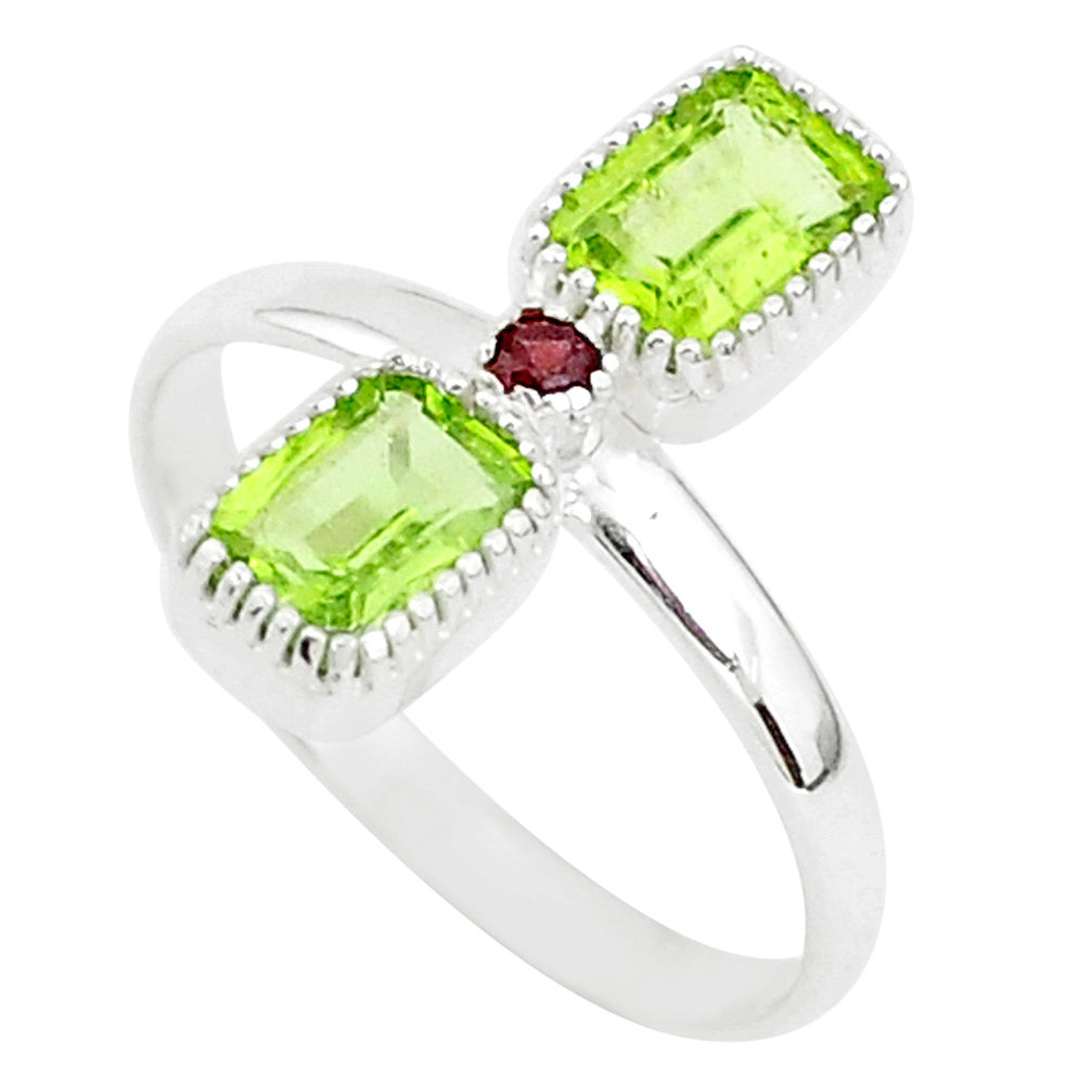 2.76cts natural green peridot garnet 925 sterling silver ring size 10 t5582