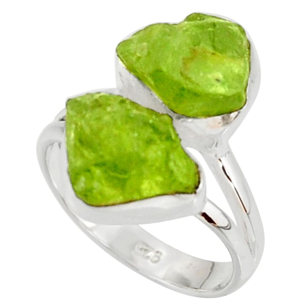 11.66cts natural green peridot rough 925 sterling silver ring size 7 r38252