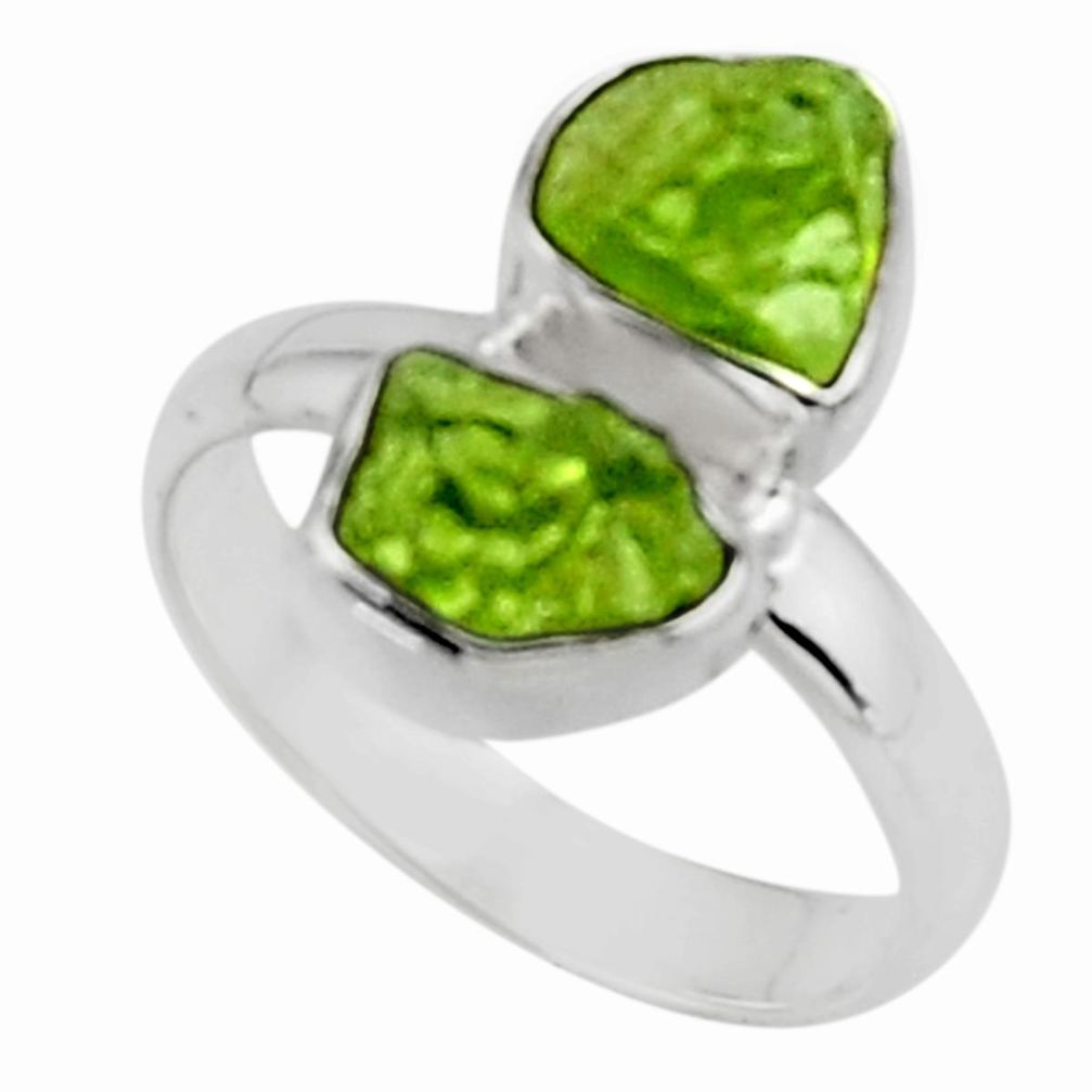 8.84cts natural green peridot rough 925 sterling silver ring size 8 r51815