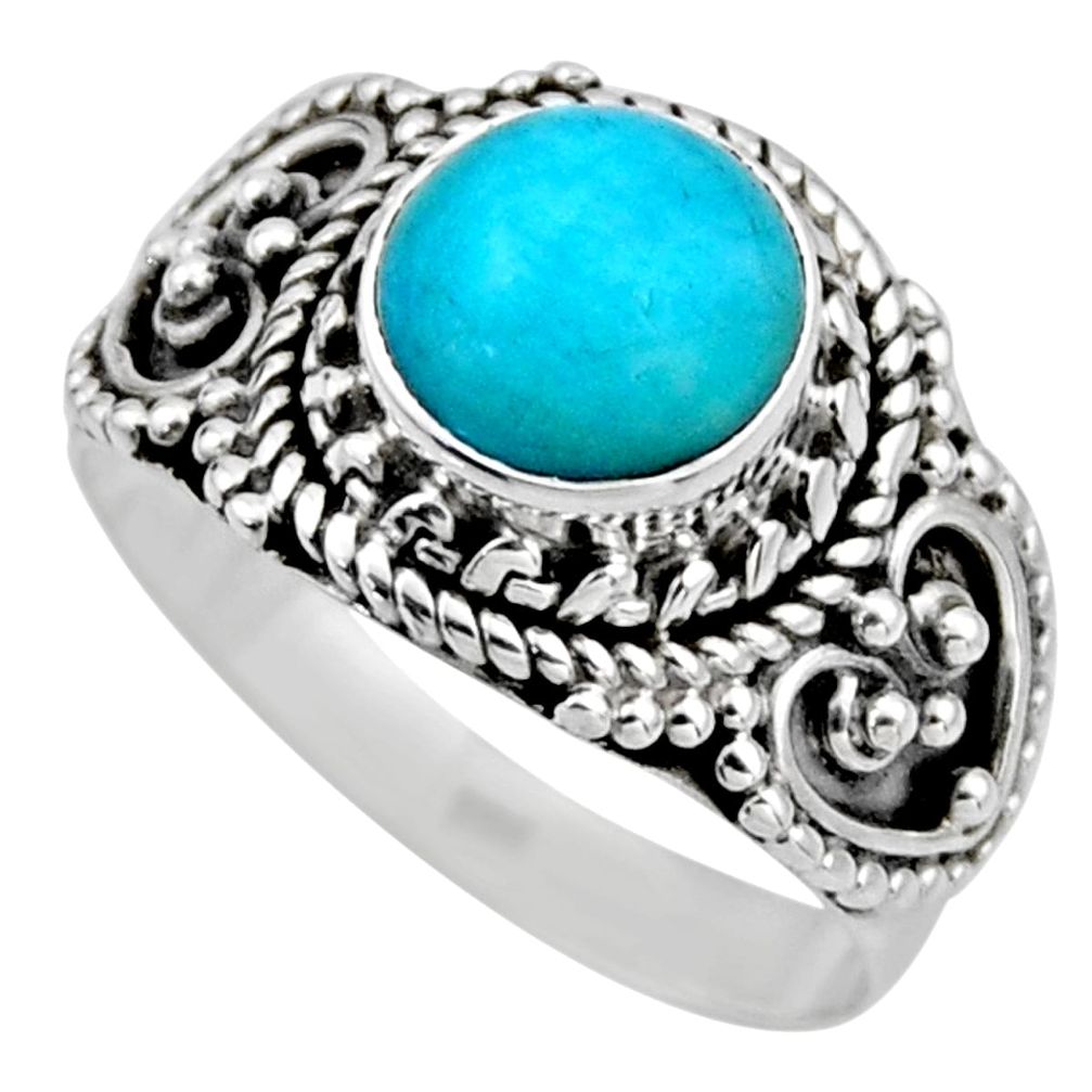 2.33cts natural green peruvian amazonite 925 silver solitaire ring size 6 r53482
