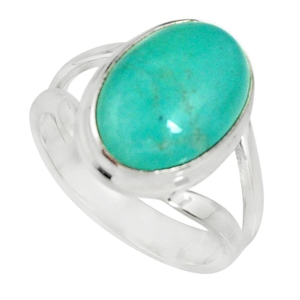 6.31cts natural green peruvian amazonite 925 silver solitaire ring size 7 r19302