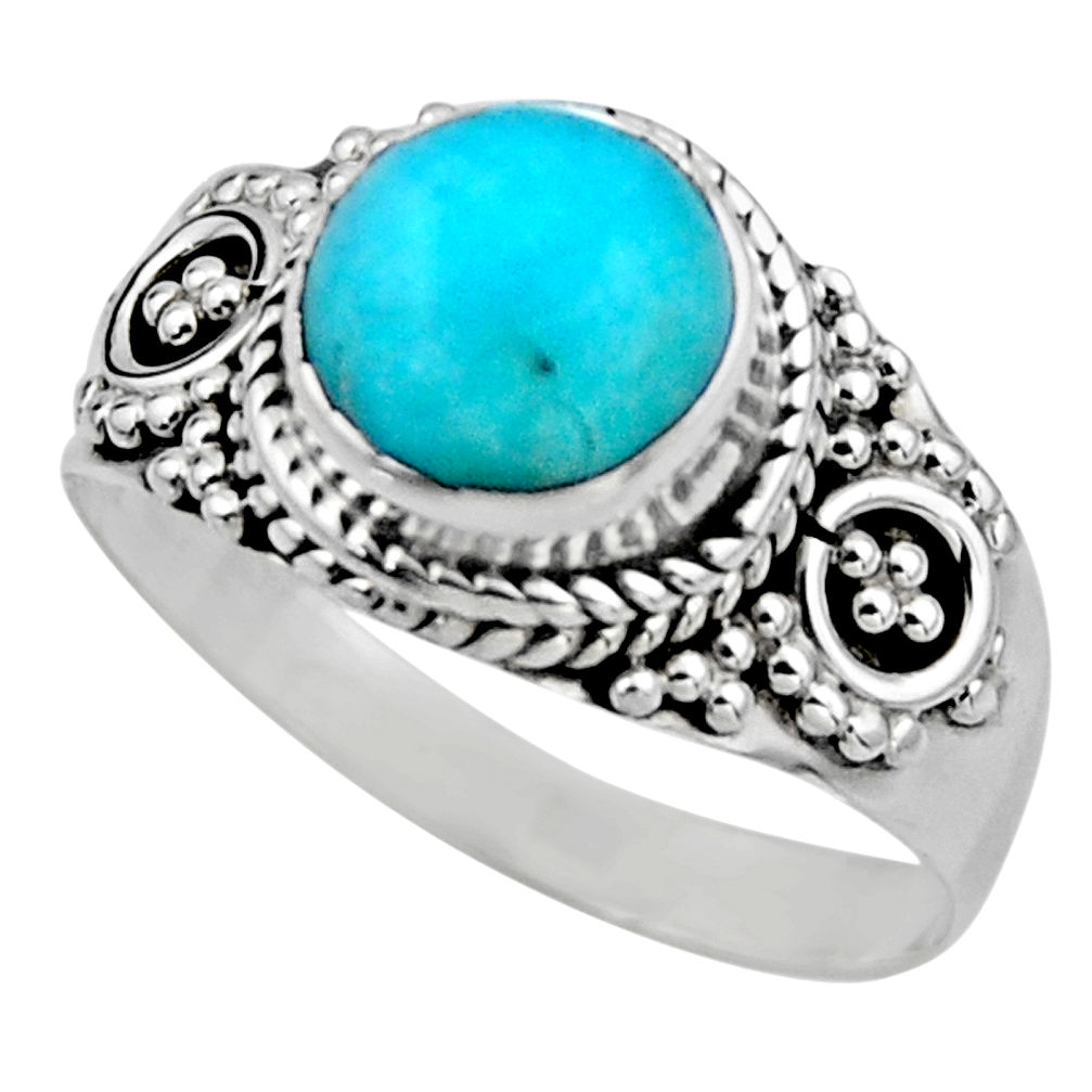 2.44cts natural green peruvian amazonite 925 silver solitaire ring size 8 r53492