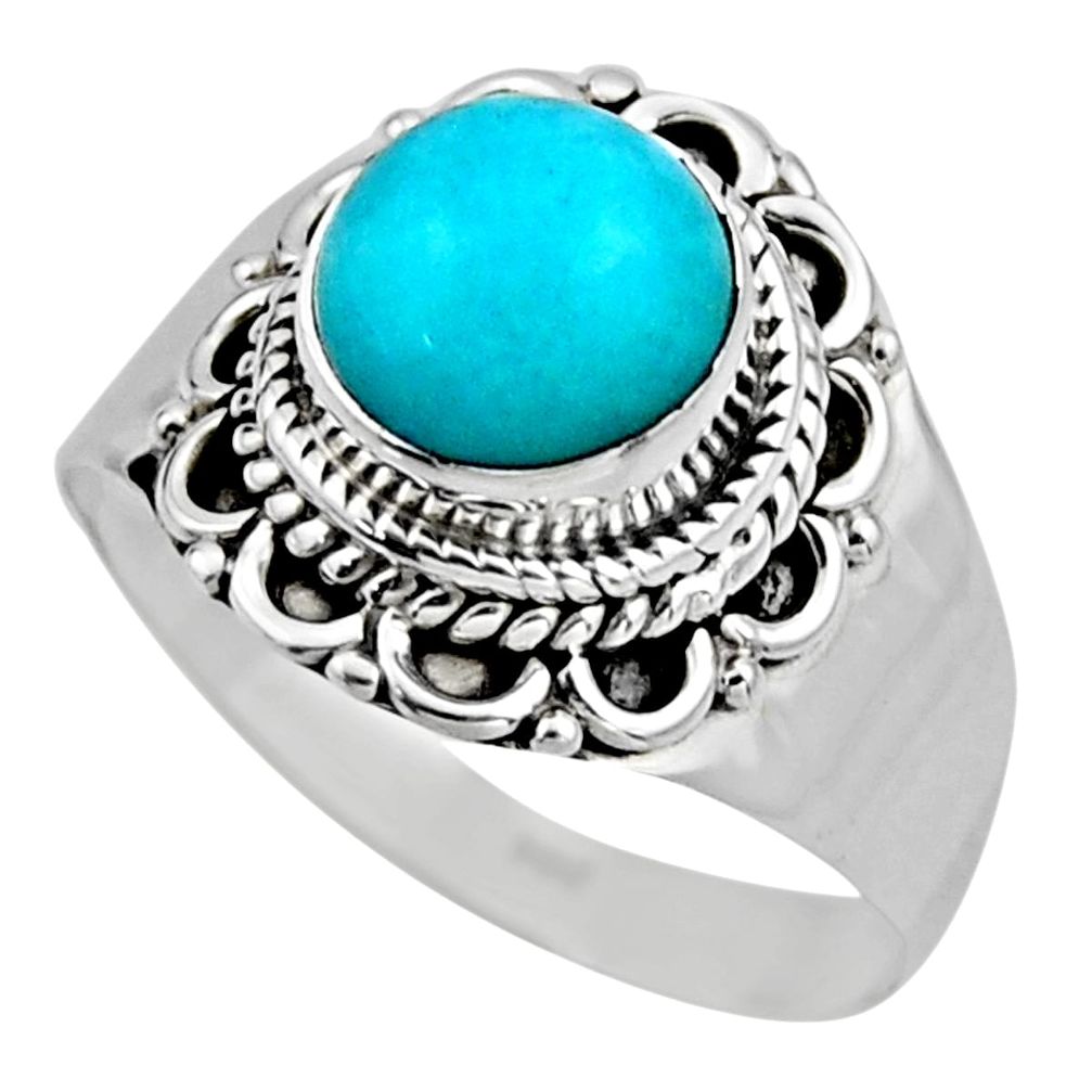 2.44cts natural green peruvian amazonite 925 silver solitaire ring size 8 r53496