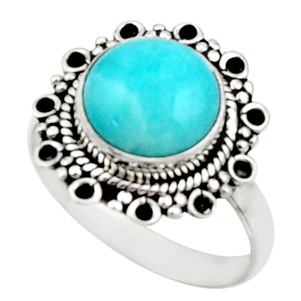 5.23cts natural green peruvian amazonite 925 silver solitaire ring size 9 r52620