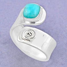 2.27cts natural green peruvian amazonite silver adjustable ring size 7 t88108
