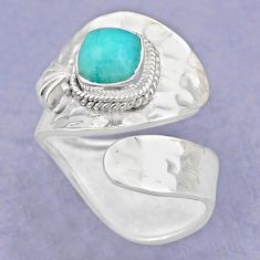2.46cts natural green peruvian amazonite silver adjustable ring size 9 t88101