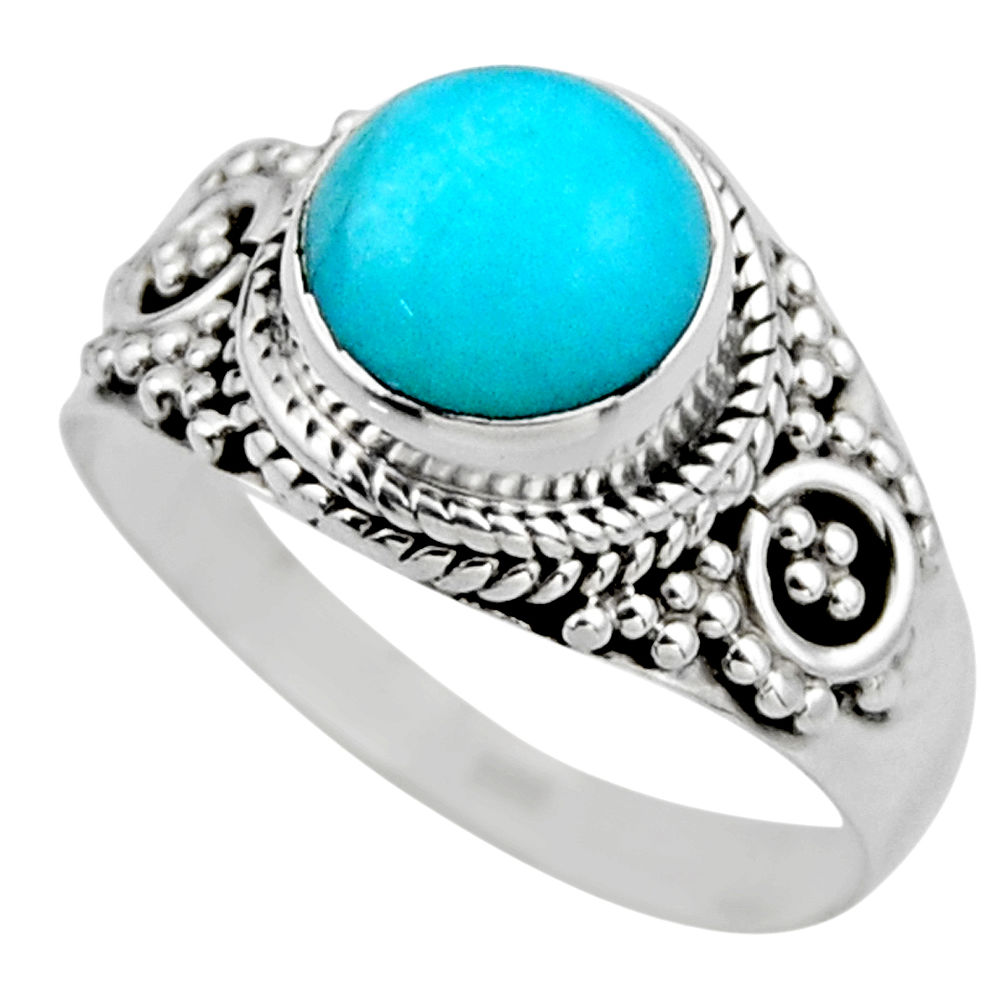 2.44cts natural green peruvian amazonite silver solitaire ring size 7.5 r53489