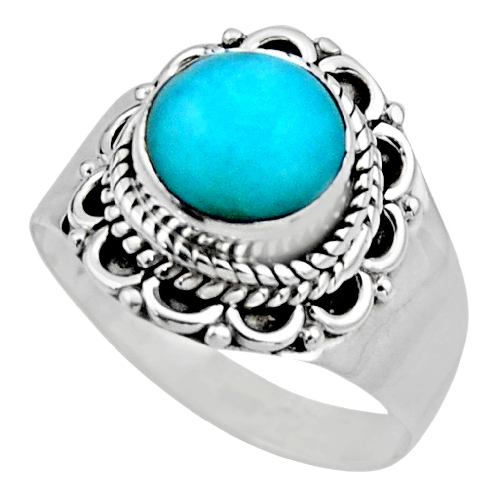 2.28cts natural green peruvian amazonite silver solitaire ring size 6.5 r53500