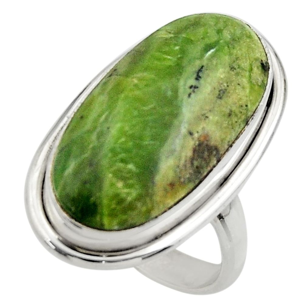 16.32cts natural green pietersite 925 silver solitaire ring size 8.5 r28518