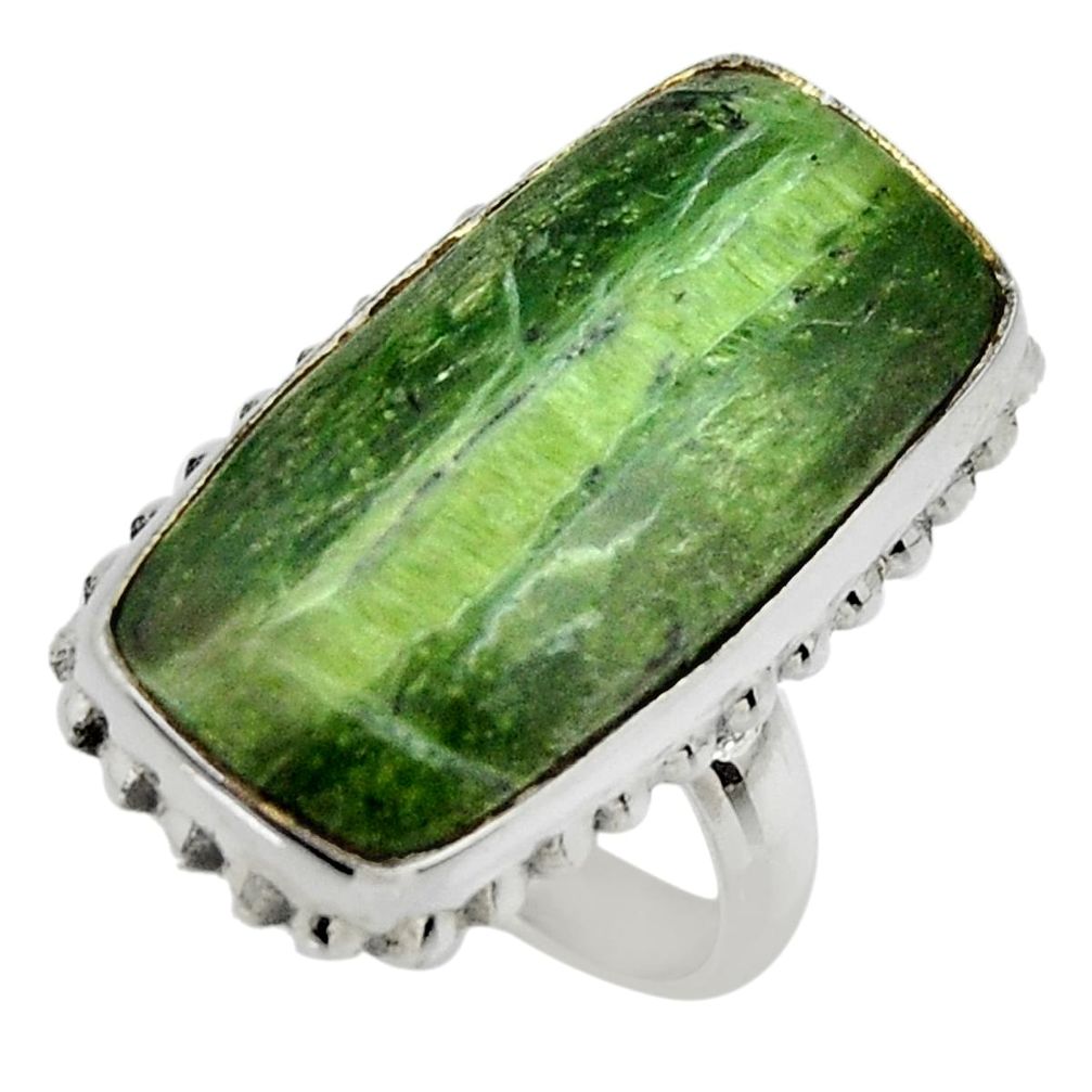 15.44cts natural green pietersite 925 silver solitaire ring size 7 r28505