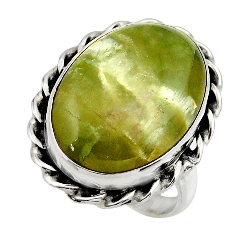 15.64cts natural green pietersite 925 silver solitaire ring size 8 r28426