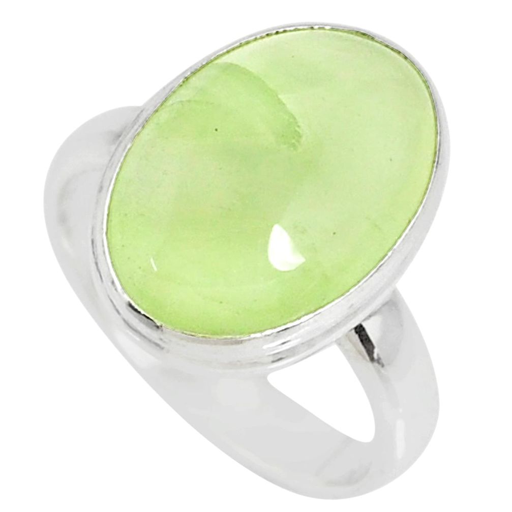 9.99cts natural green prehnite 925 silver solitaire ring jewelry size 7.5 r76801