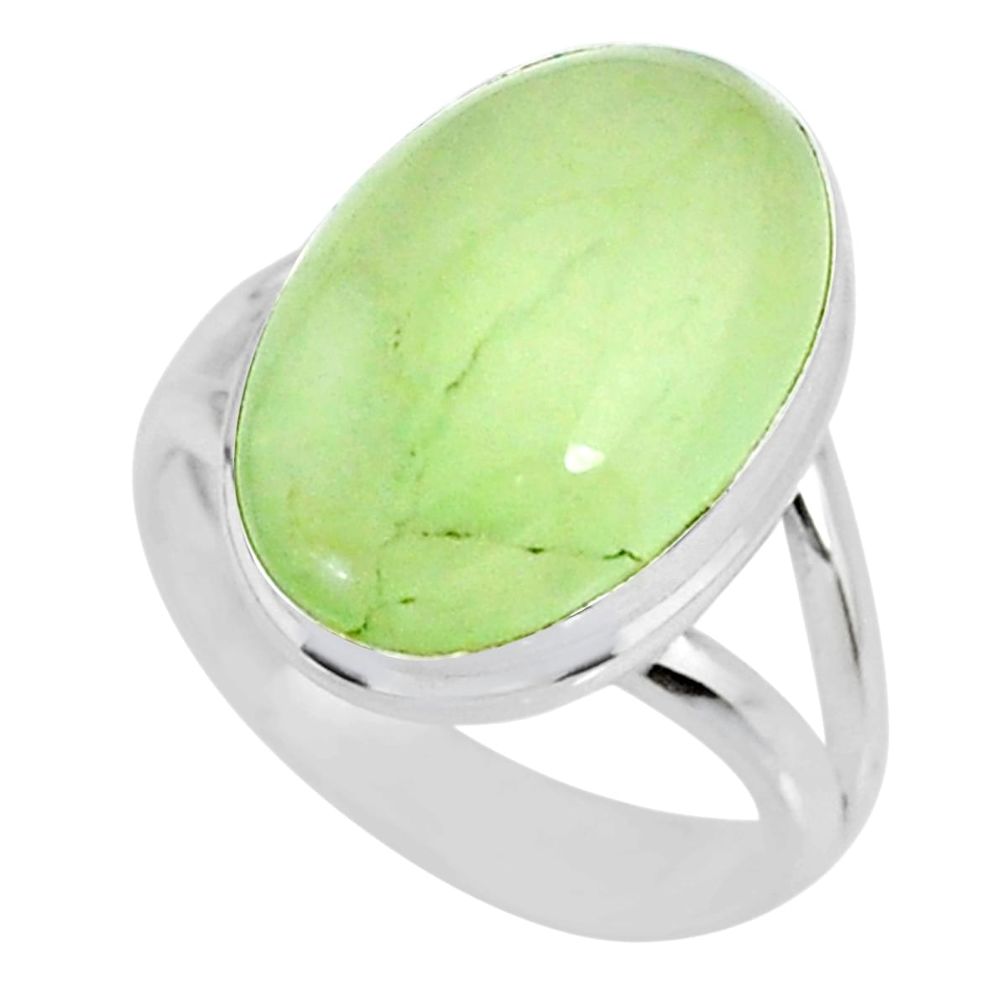 9.30cts natural green prehnite 925 silver solitaire ring jewelry size 7 r72764