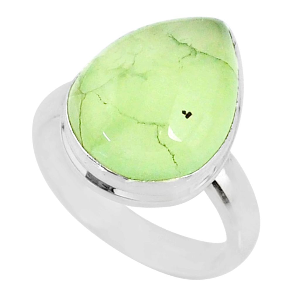 9.99cts natural green prehnite 925 silver solitaire ring jewelry size 7 r72771