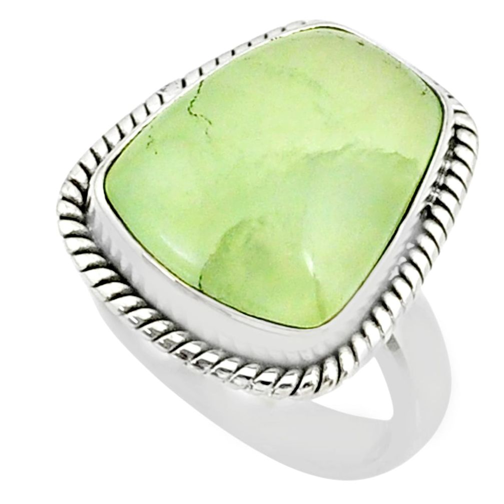 11.95cts natural green prehnite 925 silver solitaire ring jewelry size 7 r72785