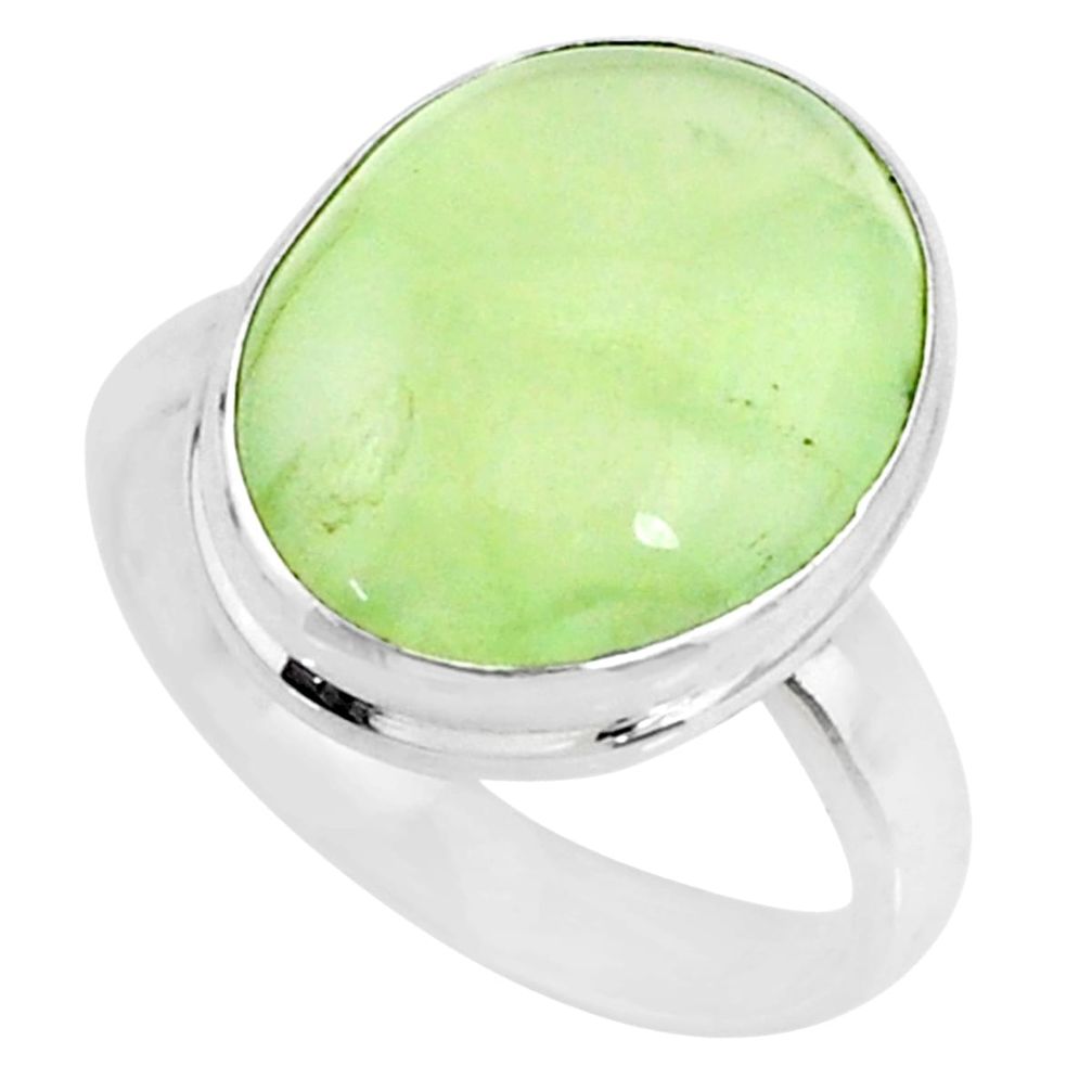 12.96cts natural green prehnite 925 silver solitaire ring jewelry size 8 r72762
