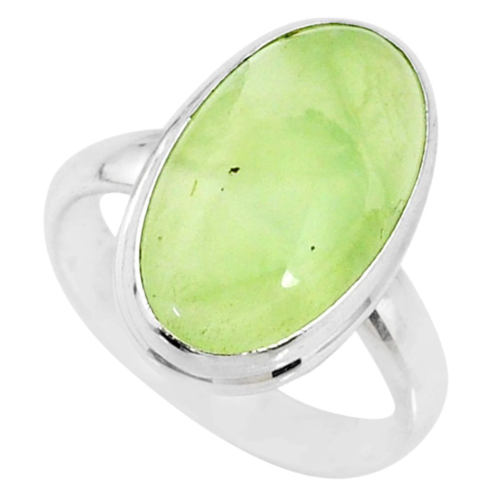 10.39cts natural green prehnite 925 silver solitaire ring jewelry size 8 r72808