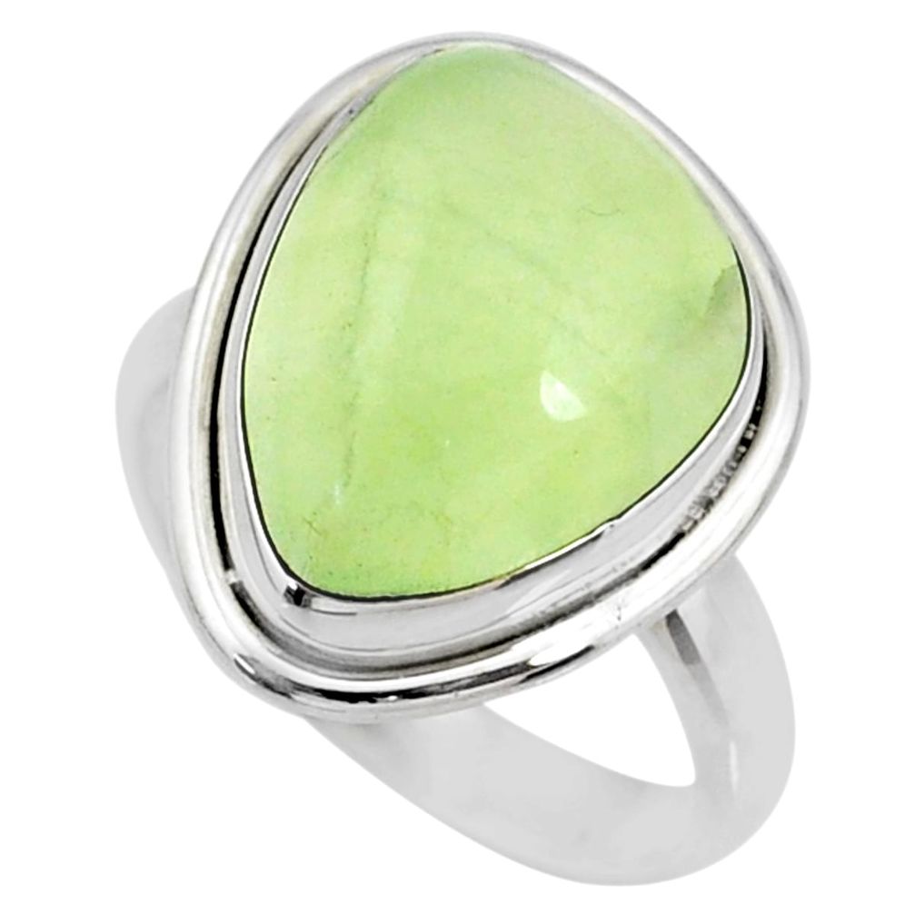 13.26cts natural green prehnite 925 silver solitaire ring jewelry size 8 r72815