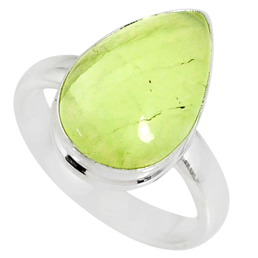 8.03cts natural green prehnite 925 silver solitaire ring jewelry size 8 r76784