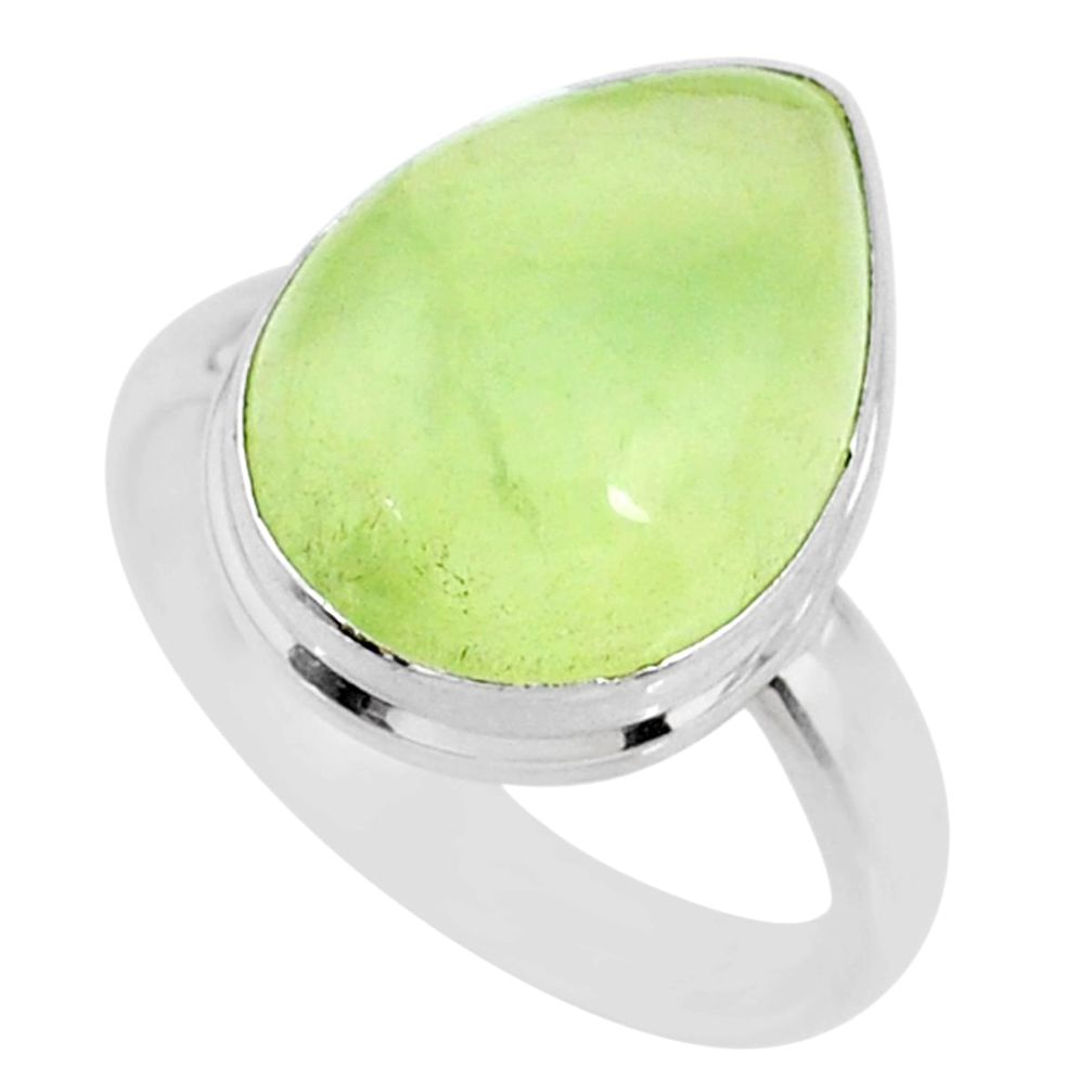 12.34cts natural green prehnite 925 silver solitaire ring jewelry size 9 r72817