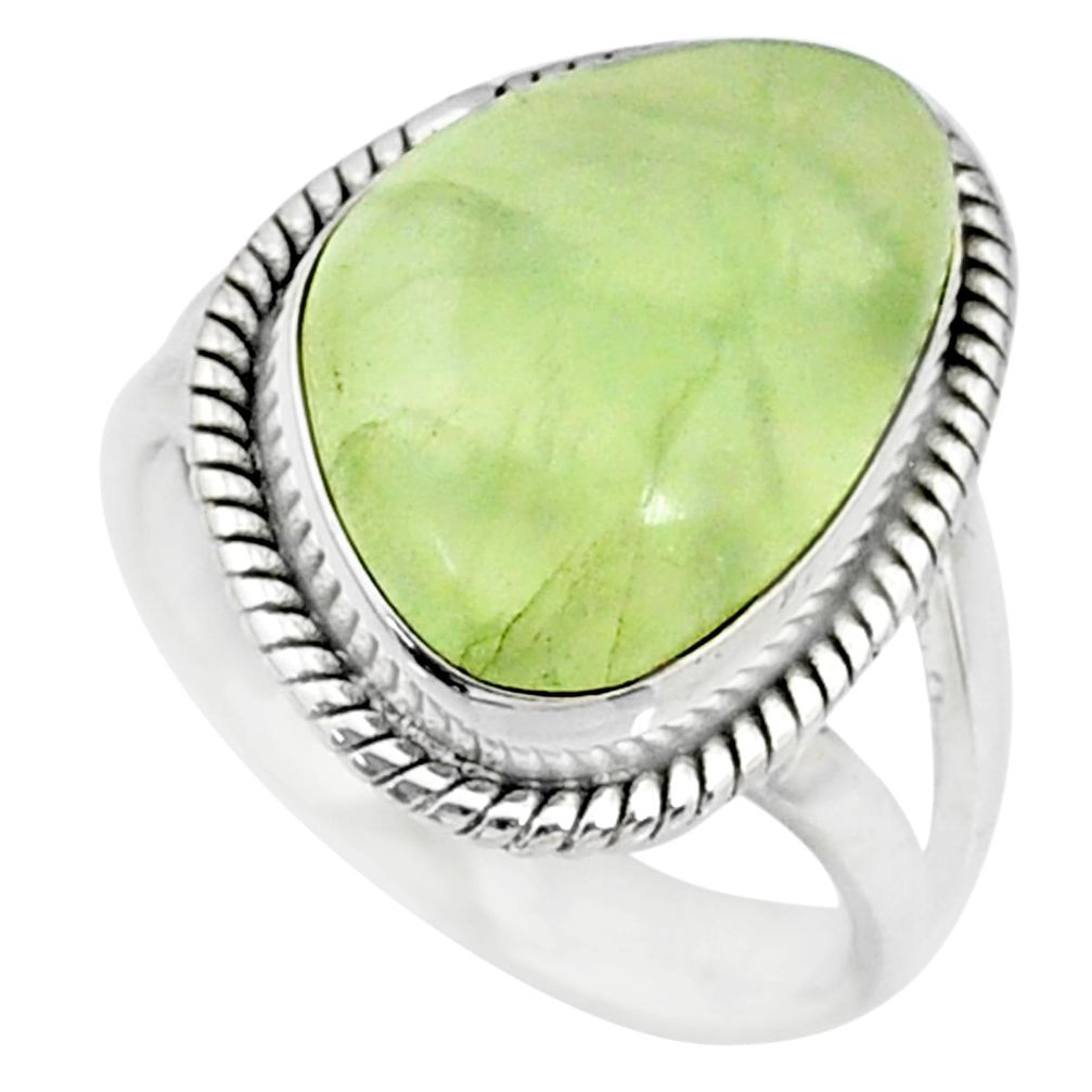 11.46cts natural green prehnite 925 silver solitaire ring size 7.5 r72819