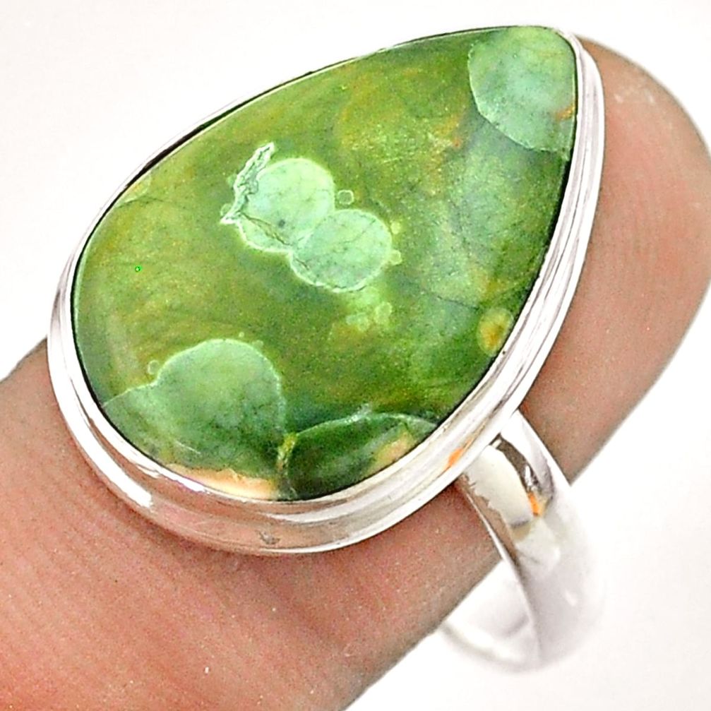 14.90cts natural green rainforest rhyolite jasper 925 silver ring size 11 t54395