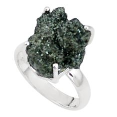 Clearance Sale- Natural green seraphinite in quartz 925 silver solitaire ring size 7.5 p16662