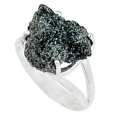 Clearance Sale- Natural green seraphinite in quartz 925 silver solitaire ring size 8.5 p16681