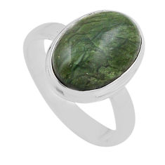 6.05cts natural green swiss imperial opal oval 925 silver ring size 7.5 n26005