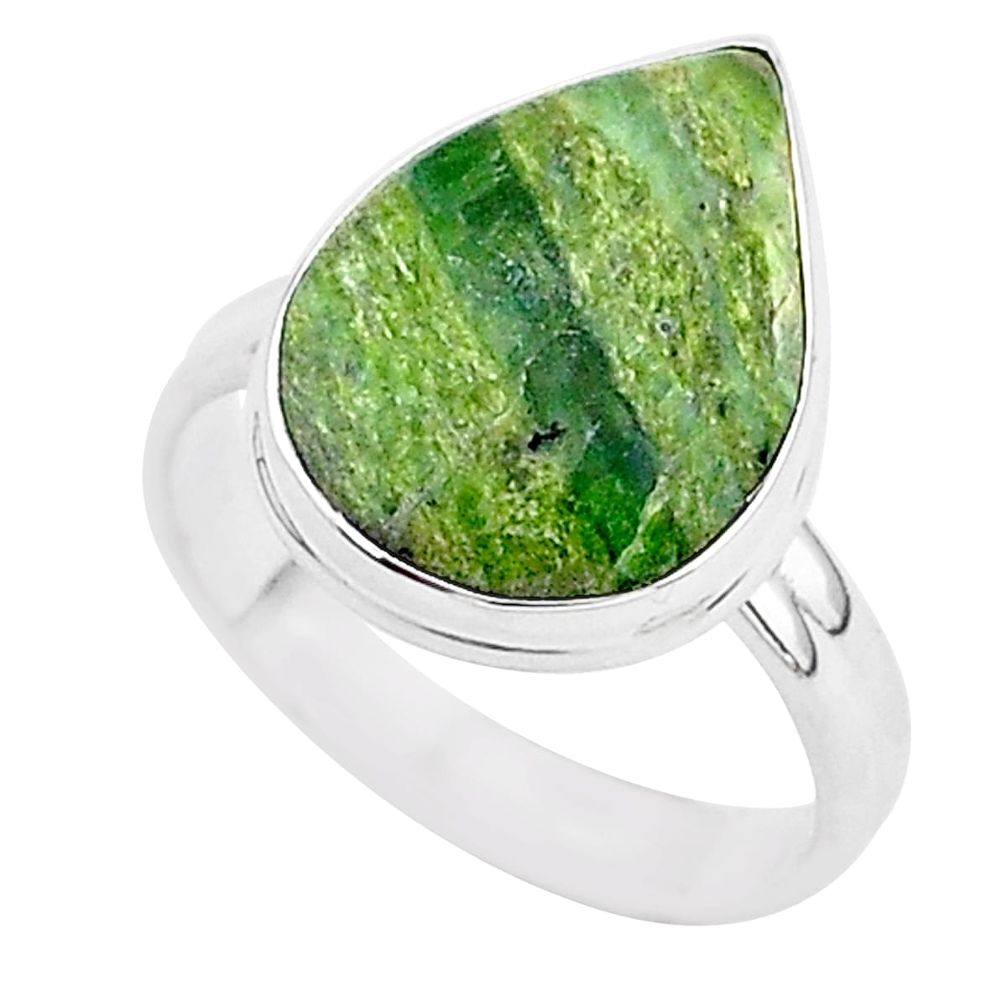 7.67cts natural green swiss imperial opal silver solitaire ring size 9 r95744