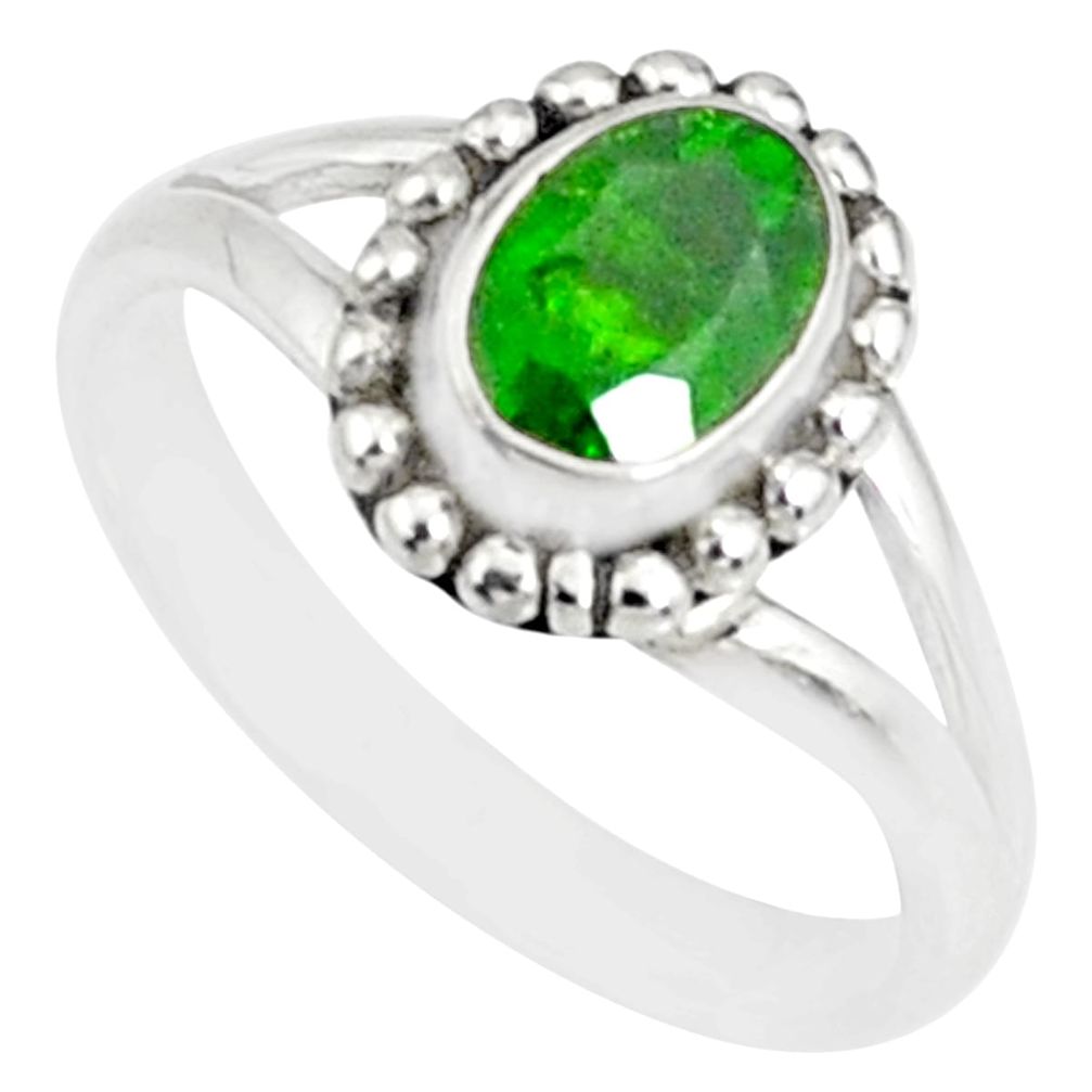 1.51cts natural green tourmaline silver solitaire handmade ring size 6 r82163