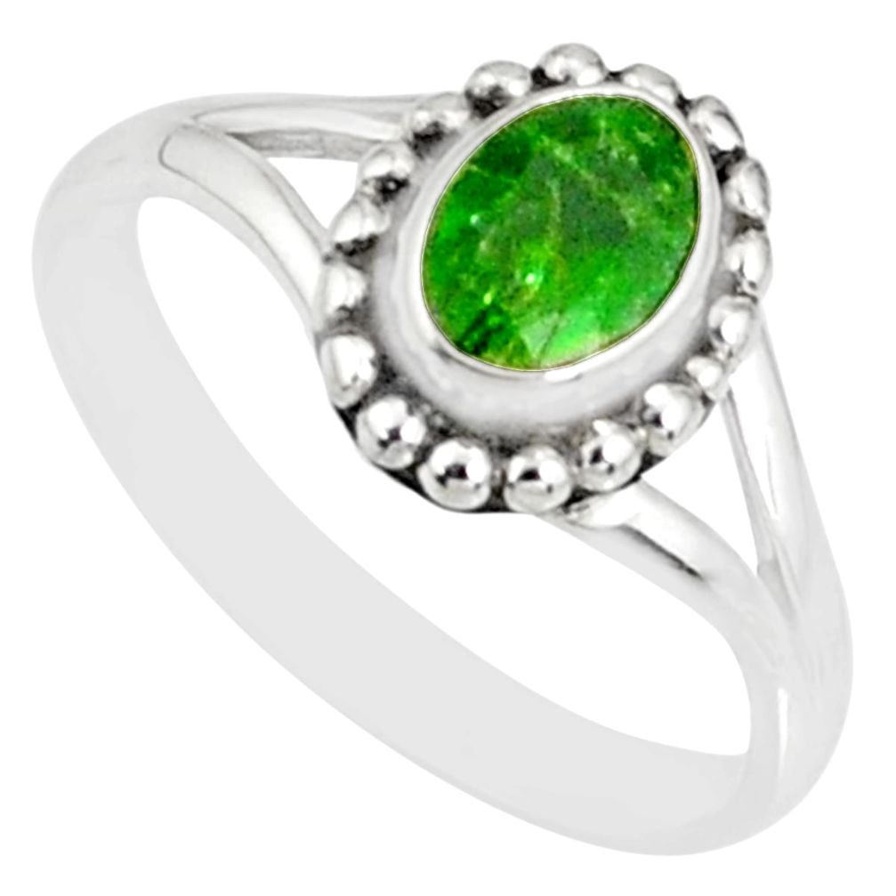 1.57cts natural green tourmaline silver solitaire handmade ring size 8 r82162