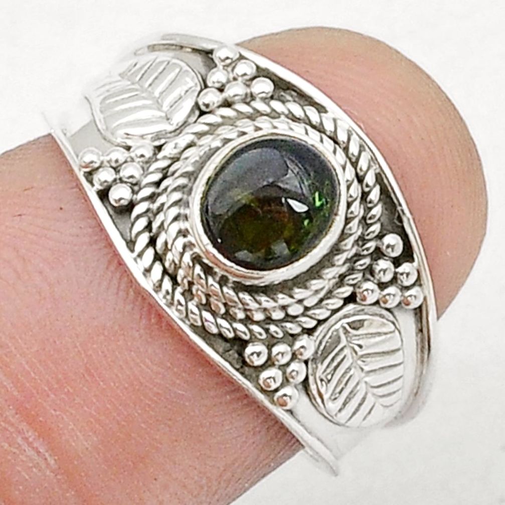 1.21cts natural green tourmaline 925 sterling silver ring jewelry size 7 d50562