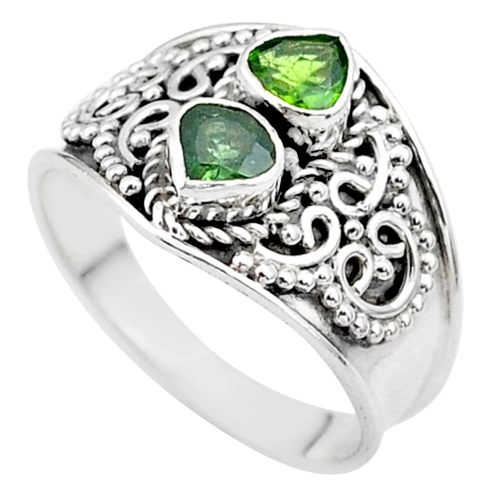 1.74cts natural green tourmaline 925 sterling silver ring jewelry size 9 t44885