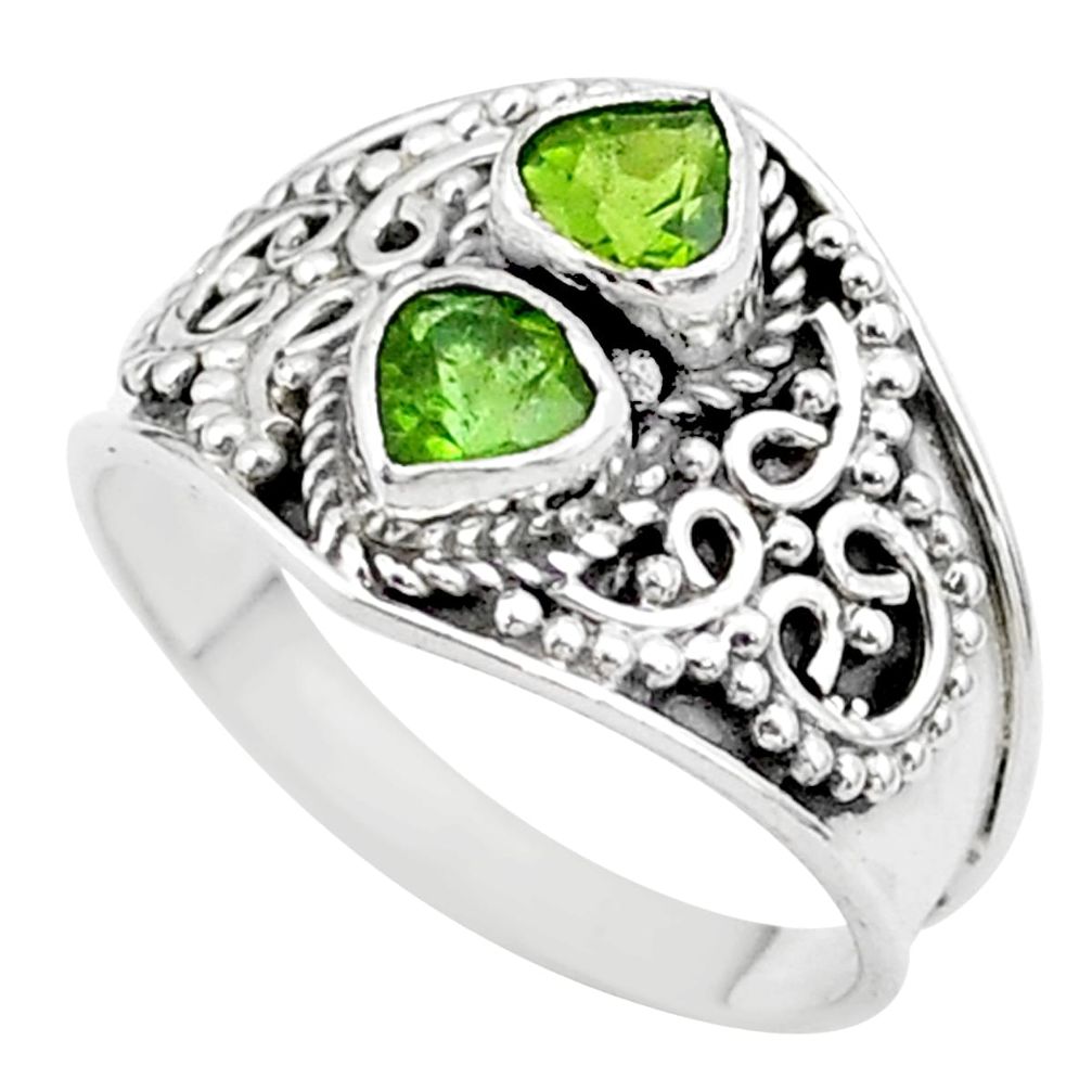 1.92cts natural green tourmaline 925 sterling silver ring size 7.5 t44889