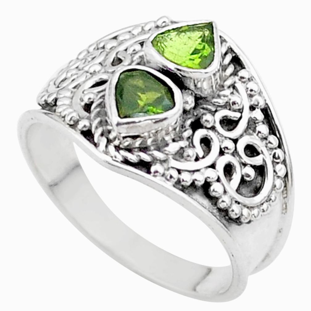 1.94cts natural green tourmaline heart 925 sterling silver ring size 7 t44886