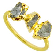 4.46cts natural green tourmaline raw 14k gold handmade ring size 9 r70725