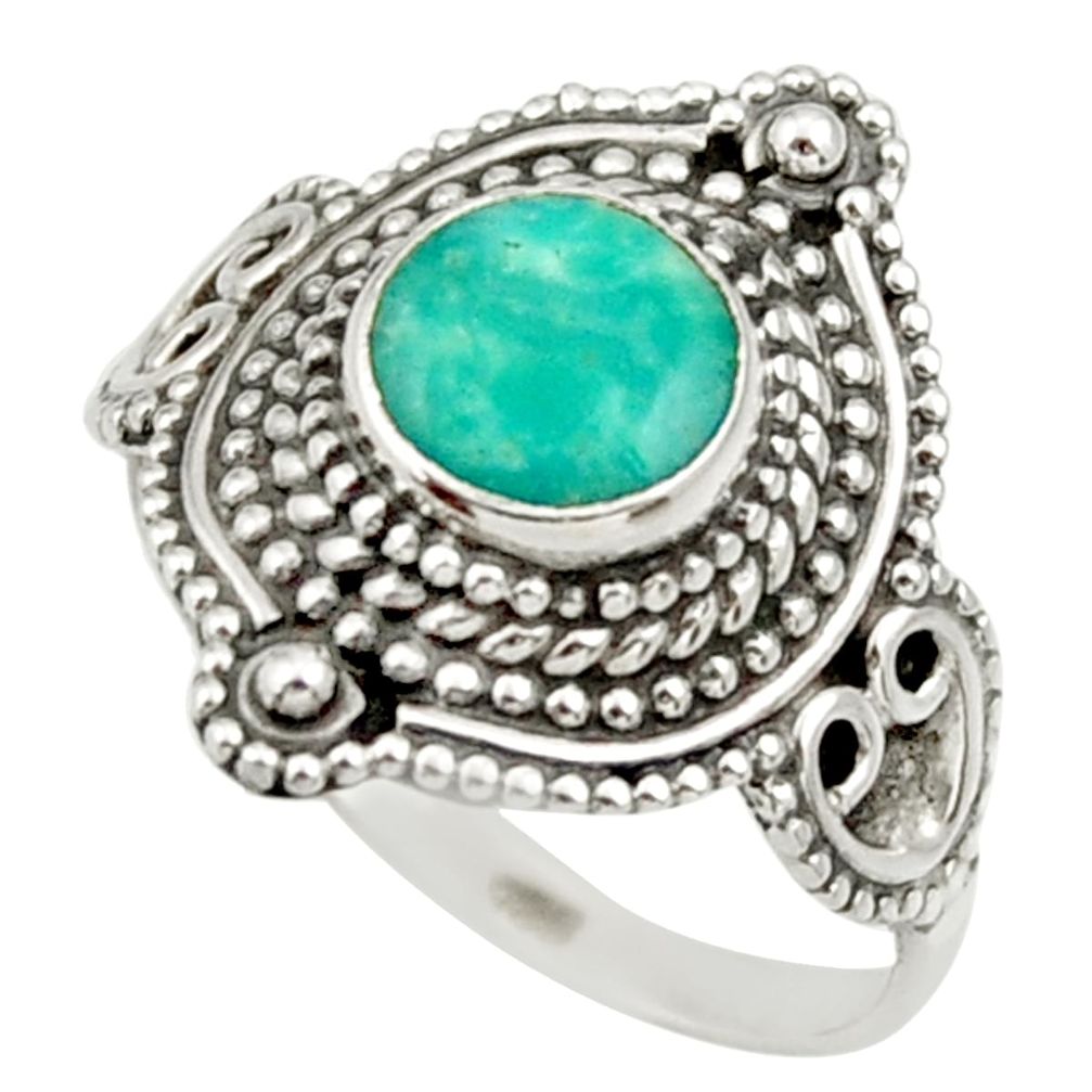 green turquoise tibetan 925 silver solitaire ring size 8 d36135