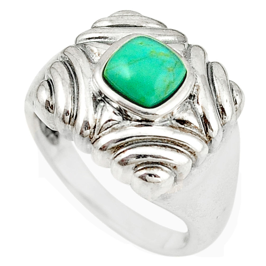 Natural green turquoise tibetan 925 sterling silver ring jewelry size 7 c10638