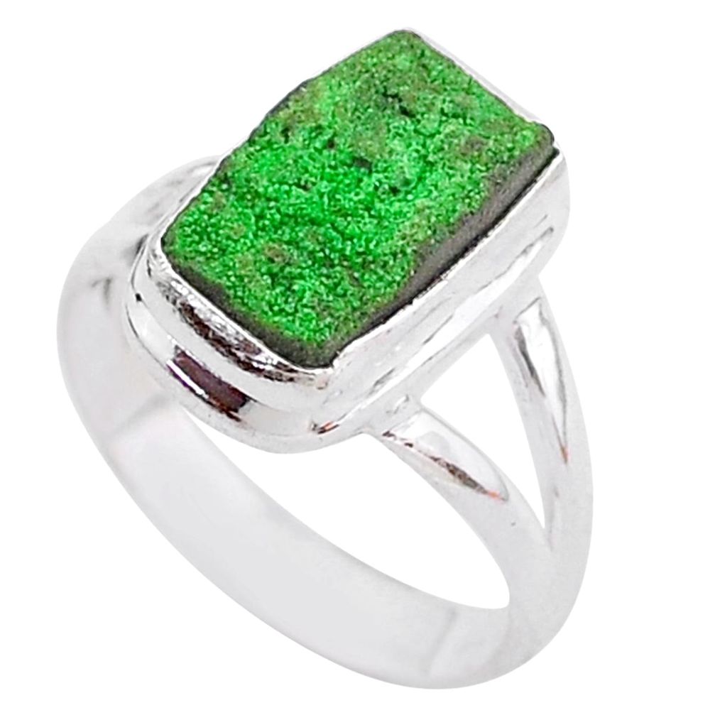 4.69cts natural green uvarovite garnet 925 silver solitaire ring size 6 t2011