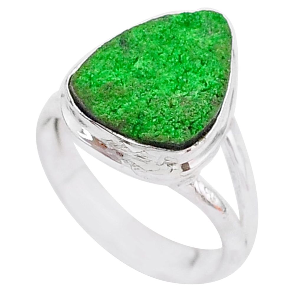 4.93cts natural green uvarovite garnet 925 silver solitaire ring size 6 t2019