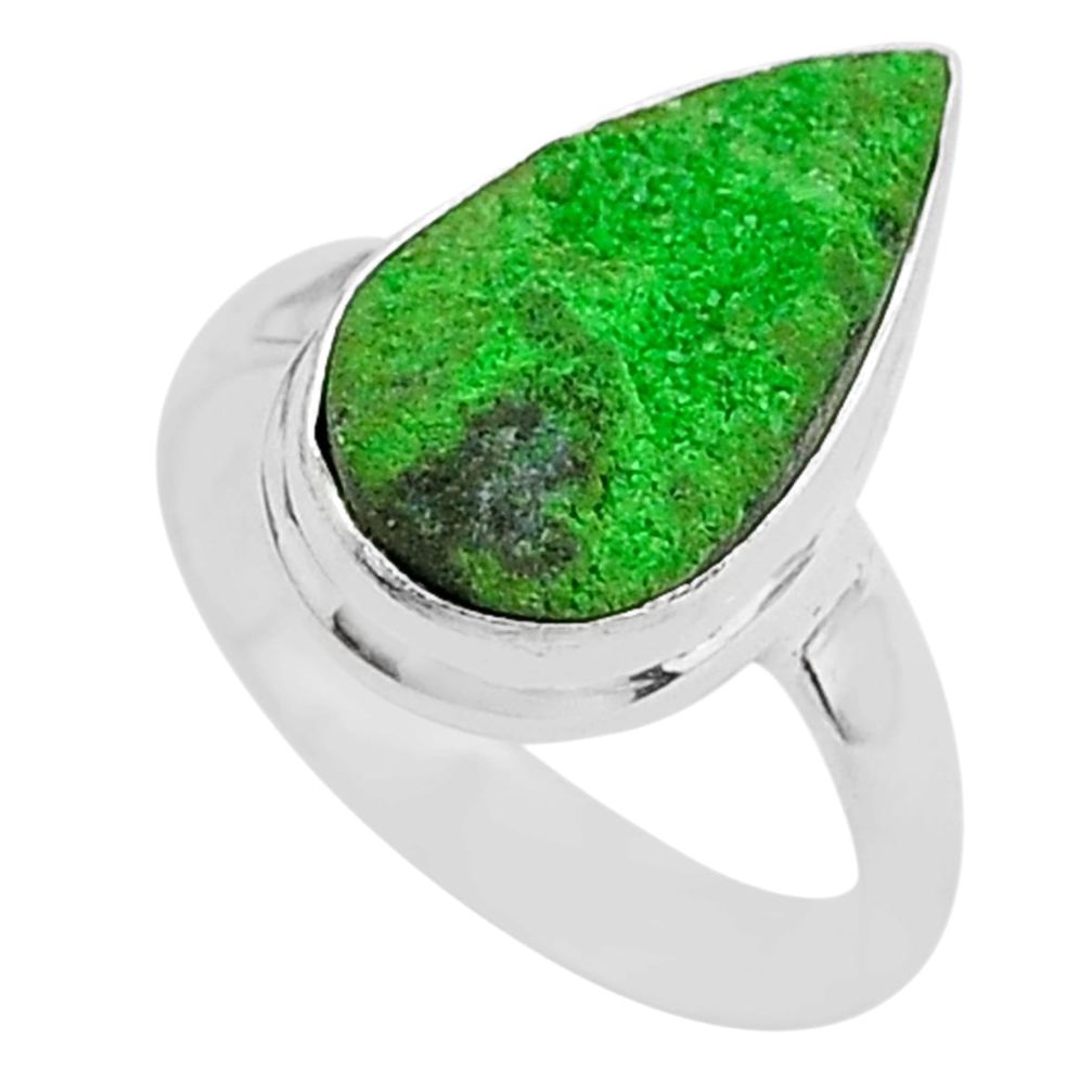 5.81cts natural green uvarovite garnet 925 silver solitaire ring size 6 t2029