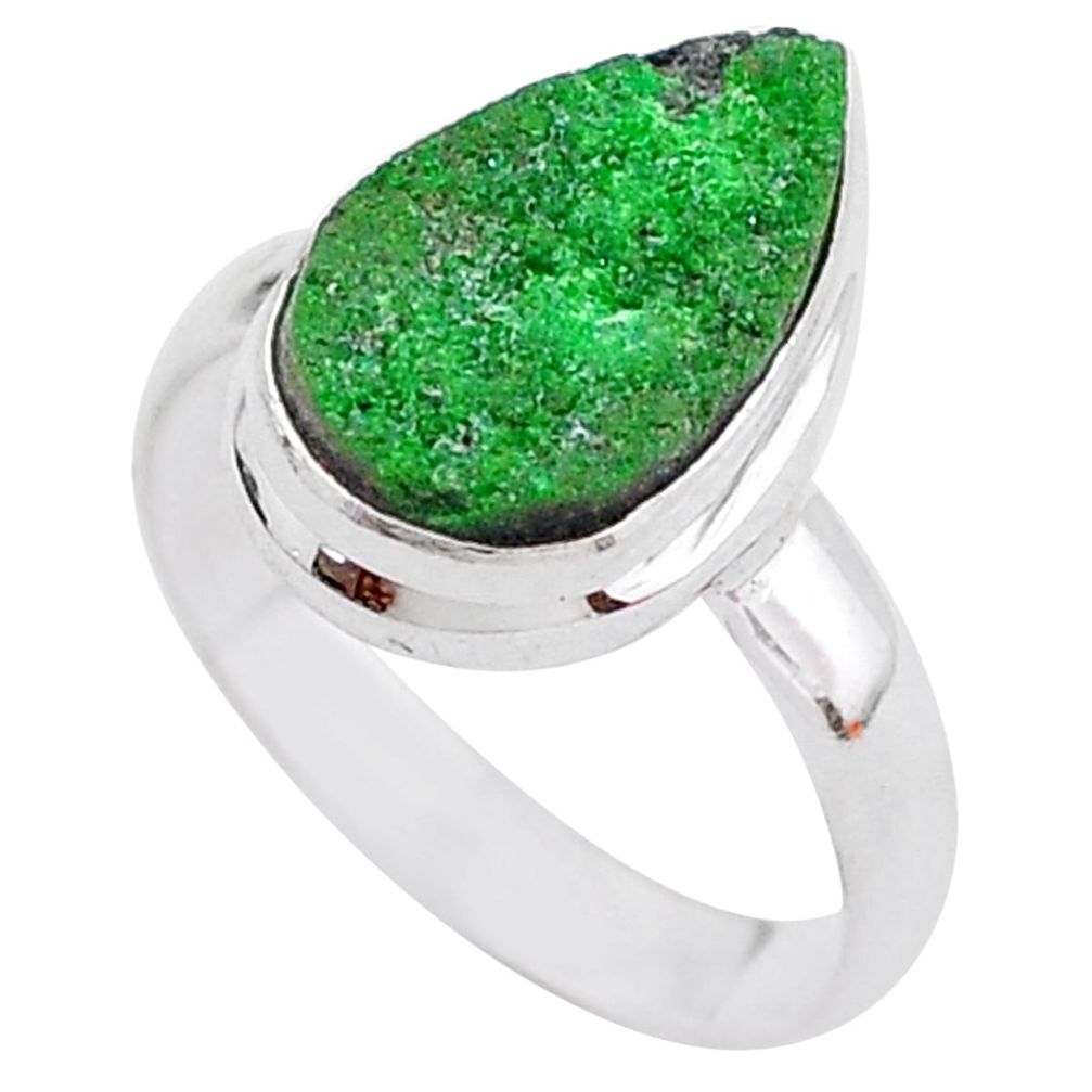 5.53cts natural green uvarovite garnet 925 silver solitaire ring size 7 t2014